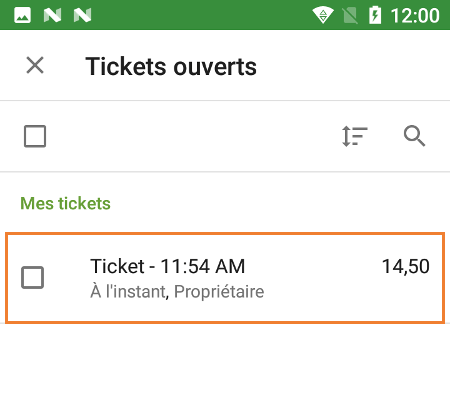 tickets ouvert