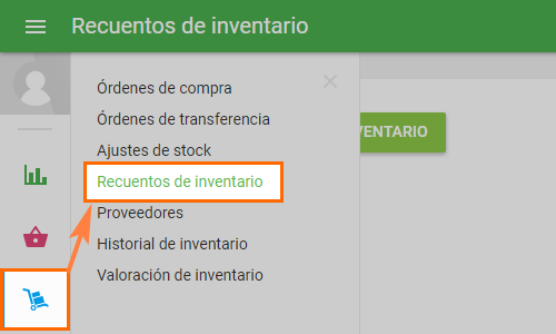 ‘Inventory Count’ section in the ‘Inventory management’ menu,Conteo