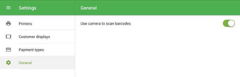 option ‘Use the camera to scan barcodes’