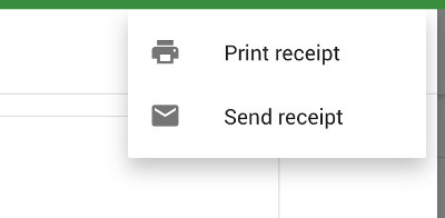 send and print receipt buttons