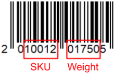 EAN 13 barcode with embedded weight