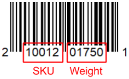 UPC-A barcode with embedded weight