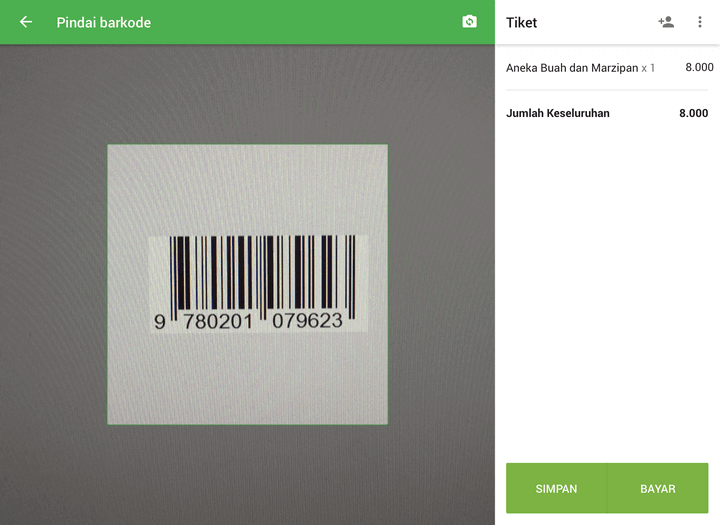 Tujukan kamera ke barcode item Anda