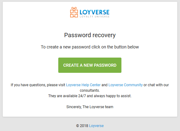 email with Recovering password