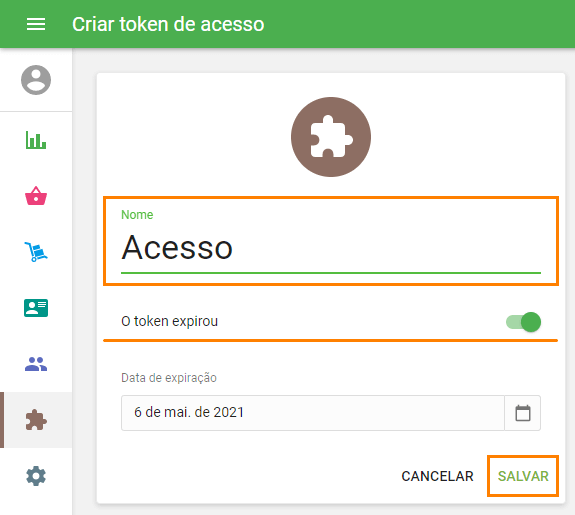 form ‘Create access tokens’