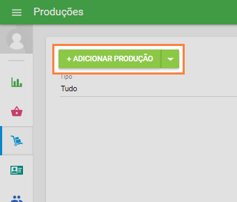 Para criar uma produção, clique no botão '+ Adicionar produção'