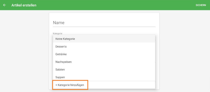 Kategorie hinzufügen