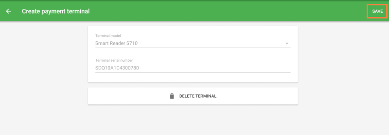 confirm the terminal model name and tap Save