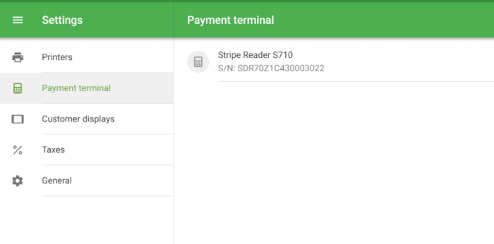 Payment terminal section