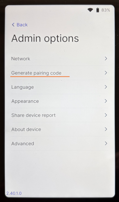 Generate pairing code