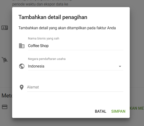 Tambahkan detail penagihan