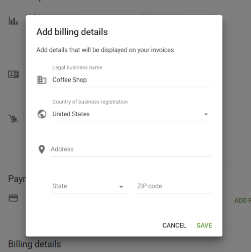 Add billing details form