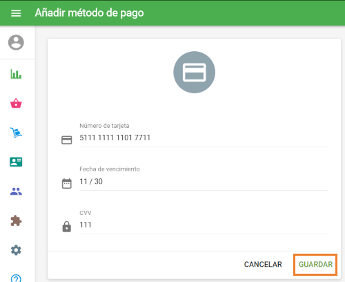 Añadir método de pago