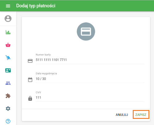 Dodaj metodę płatności
