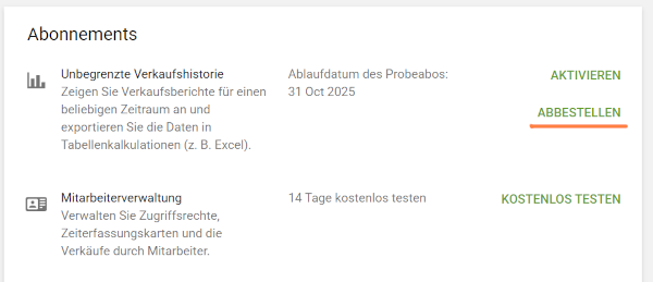 Abbestellen