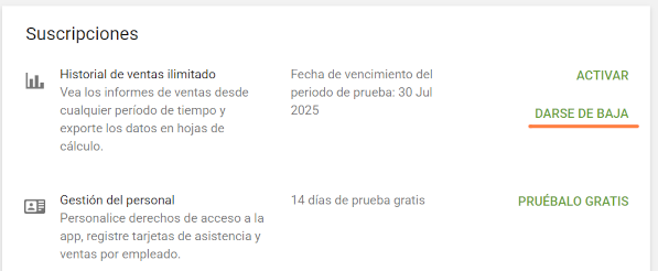 Darse de baja