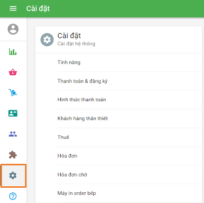 Cài đặt” Settings