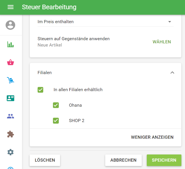 Steuer nach Shop anwenden