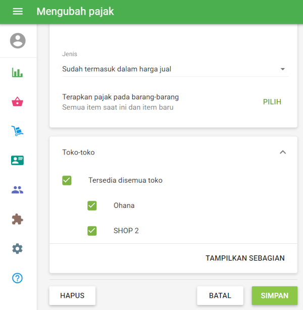 Terapkan Pajak per Toko