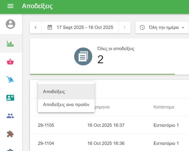 Αποδείξεις ανά προϊόν