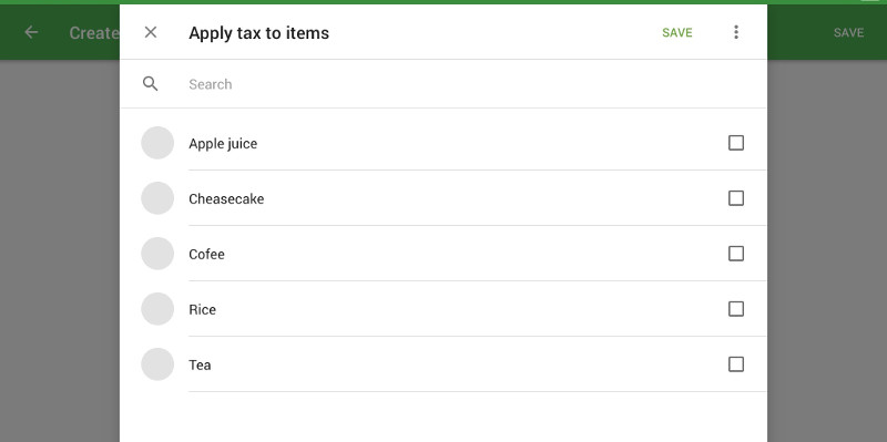 Selection of items to which this tax will be applied