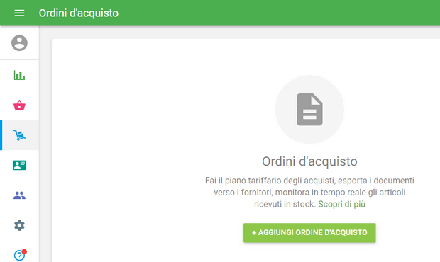 Fai clic su + Aggiungi ordine di acquisto.