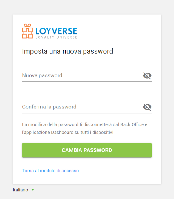 Cambia password