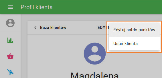 opcję Usuń klienta