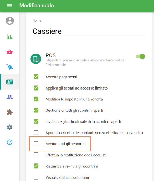 l'opzione Visualizza tutte le ricevute
