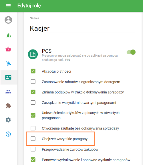 opcję Wyświetl wszystkie paragony