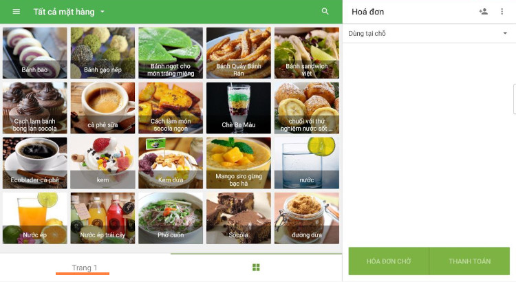 Mở màn hình doanh số và chuyển đến trang tùy chỉnh như “Trang 1”.