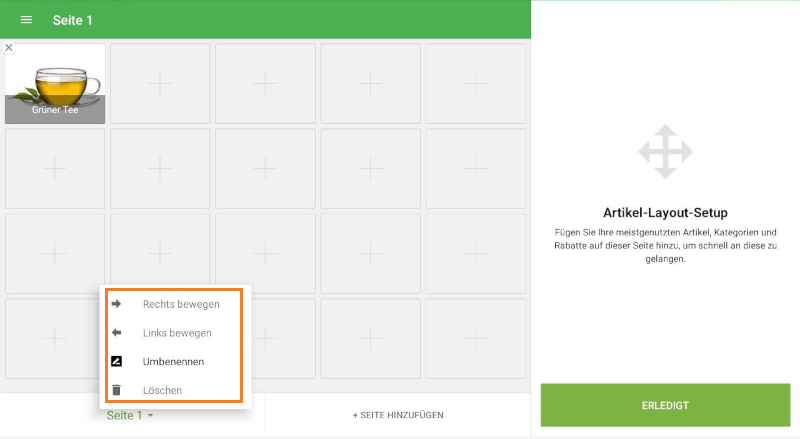 Modus Artikel-Layout einrichten