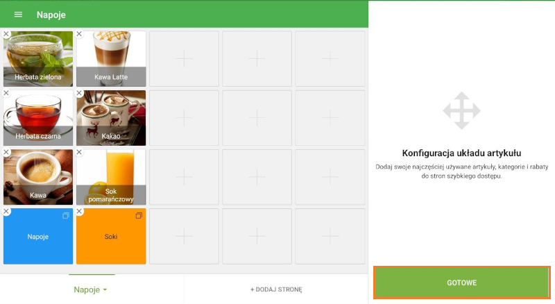kliknij „Gotowe”, aby zapisać zmiany i powrócić do normalnego ekranu sprzedaży