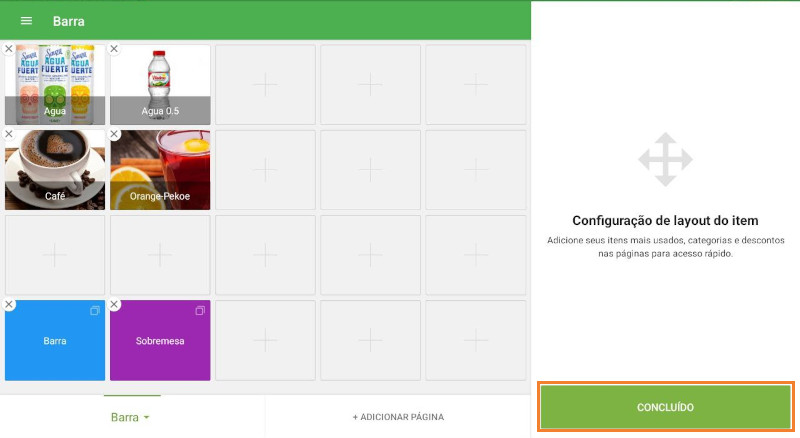toque em "Concluído" para salvar as alterações e retornar à tela de vendas normal
