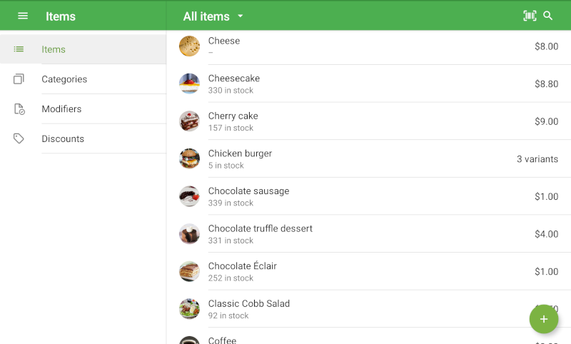 list of items