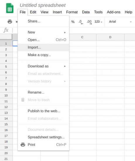 ‘File’ menu and ‘Import’ button.excel