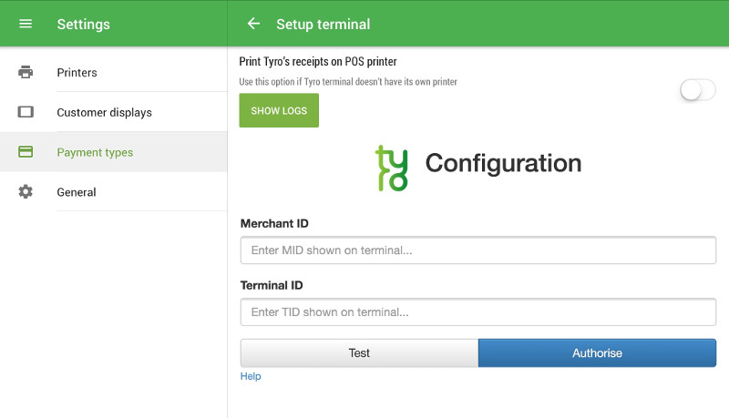 ‘Merchant ID’ and ‘Terminal ID’ fields