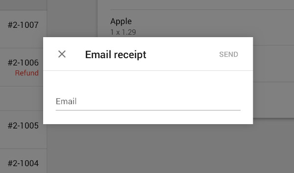 ‘Email receipt’ form
