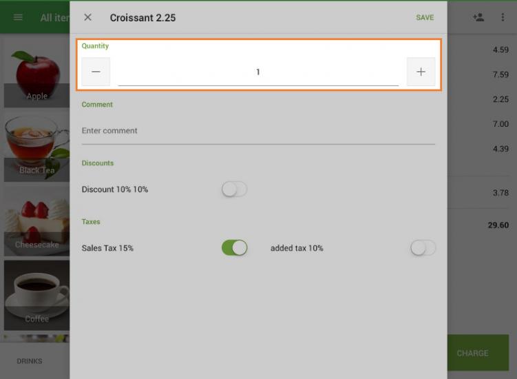 changing the quantity of the items