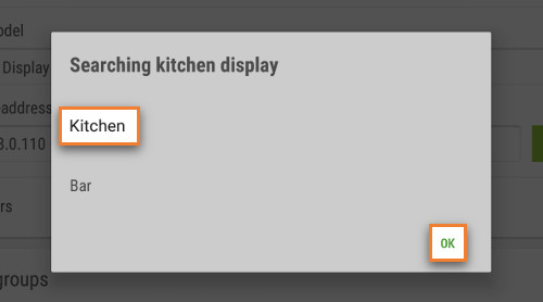 Selecting kitchen display