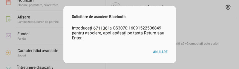 Bluetooth vă va solicita să scanaţi