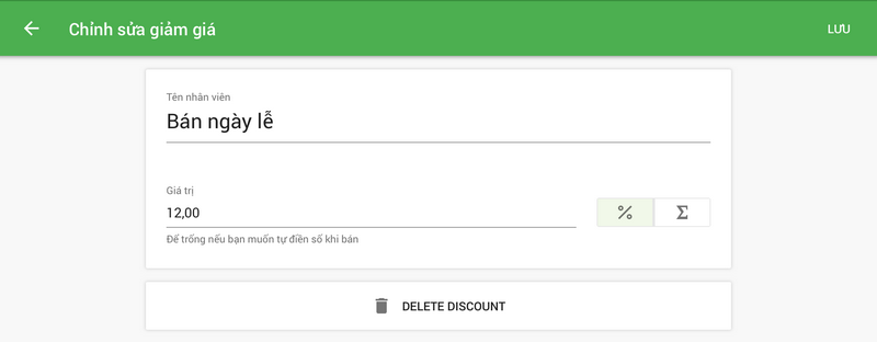 Create discount form in the app