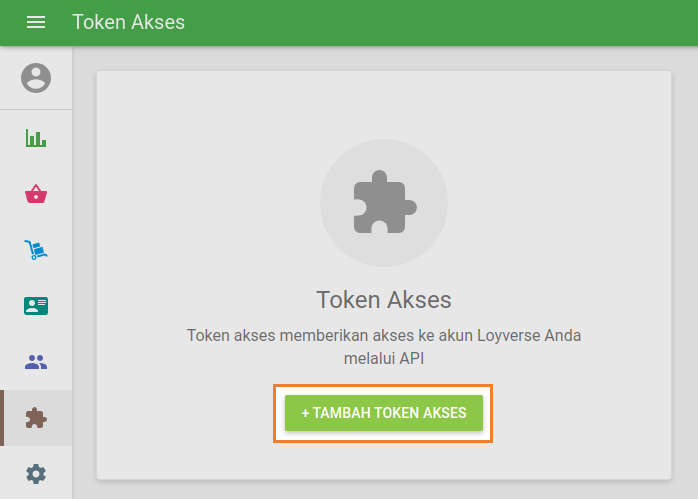 Untuk membuat token baru, klik tombol '+ Tambah token akses'