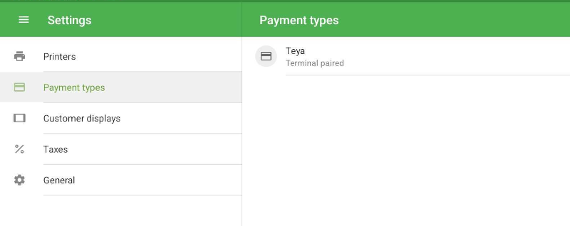 Teya in the list of payment types
