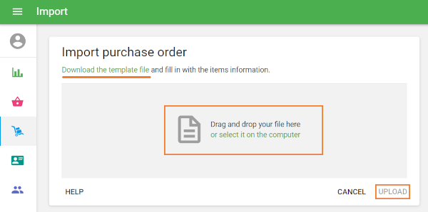 Import purchase order page