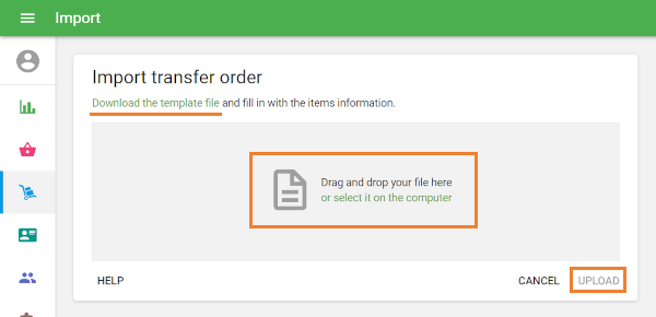 Import transfer order page