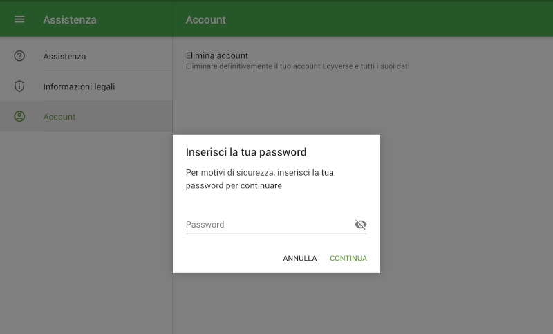 la password del proprietario dall'account Loyverse