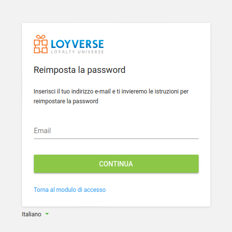 Reimposta password