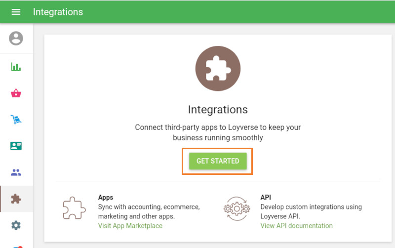 'Get Started integration' button
