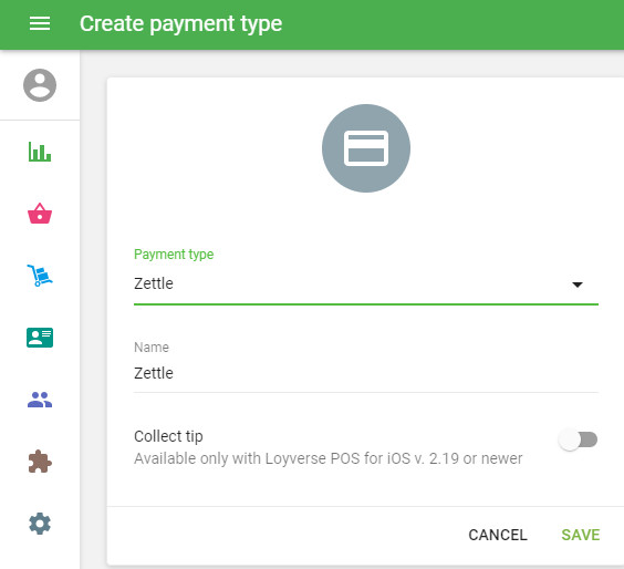 Zettle payment type